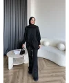 Mury Büzgü Detaylı Triko Kazak - Siyah