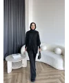 Mury Büzgü Detaylı Triko Kazak - Siyah