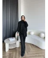 Mury Büzgü Detaylı Triko Kazak - Siyah