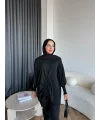 Mury Büzgü Detaylı Triko Kazak - Siyah