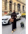 Nes Yaka Triko Elbise - Kahve