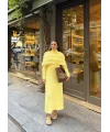 Nes Yaka Triko Elbise - Sarı