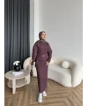 Ng - Kemer Detay Kot Elbise - Bordo