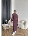 Ng - Kemer Detay Kot Elbise - Bordo