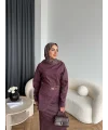 Ng - Kemer Detay Kot Elbise - Bordo