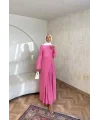 Noir Keten Elbise - Pembe