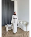 Nurs Örgü Detaylı Elbise - Bej
