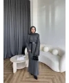 Nurs Örgü Detaylı Elbise - Gri