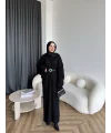 Nurs Örgü Detaylı Elbise - Siyah