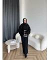 Nurs Örgü Detaylı Elbise - Siyah