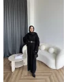 Nurs Örgü Detaylı Elbise - Siyah