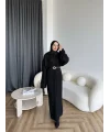 Nurs Örgü Detaylı Elbise - Siyah