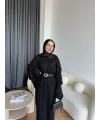 Nurs Örgü Detaylı Elbise - Siyah