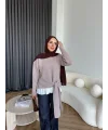 Ön Bağlamalı Triko Kazak - Vizon