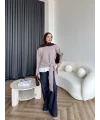 Ön Bağlamalı Triko Kazak - Vizon