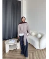 Ön Bağlamalı Triko Kazak - Vizon