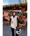 Önü Çapraz Düğmeli Yelek - Bej