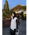 Önü Çapraz Düğmeli Yelek - Gri