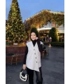 Önü Çapraz Düğmeli Yelek - Gri