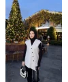 Önü Çapraz Düğmeli Yelek - Gri