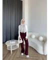 Oysh Kumaş Pantolon - Bordo