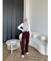 Oysh Kumaş Pantolon - Bordo