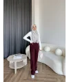 Oysh Kumaş Pantolon - Bordo