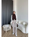 Oysh Kumaş Pantolon - Vizon