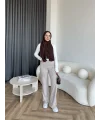 Oysh Kumaş Pantolon - Vizon
