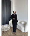 Piliseli Triko Elbise - Siyah