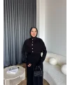Piliseli Triko Elbise - Siyah