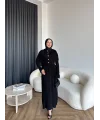 Piliseli Triko Elbise - Siyah