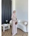 Pln - Arabic Şallı Abaya - Pudra