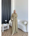 Pln - Arabic Şallı Abaya - Yağ Yeşili