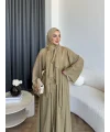 Pln - Arabic Şallı Abaya - Yağ Yeşili