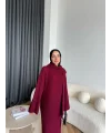 Pln-Atkı Örgü Triko Elbise - Bordo