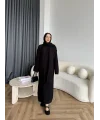 Pln-Atkı Örgü Triko Elbise - Siyah