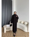 Pln-Atkı Örgü Triko Elbise - Siyah