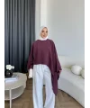 Pln - Bella Organik Keten Bluz - Bordo