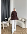 Pln - Crush Kumaşlı Bluz - Kahve