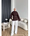 Pln - Crush Kumaşlı Bluz - Kahve