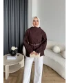 Pln - Crush Kumaşlı Bluz - Kahve