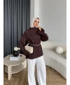 Pln - Crush Kumaşlı Bluz - Kahve