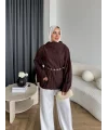 Pln - Crush Kumaşlı Bluz - Kahve