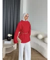 Pln - Crush Kumaşlı Bluz - Kırmızı