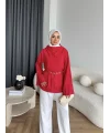 Pln - Crush Kumaşlı Bluz - Kırmızı