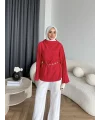 Pln - Crush Kumaşlı Bluz - Kırmızı