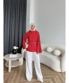 Pln - Crush Kumaşlı Bluz - Kırmızı