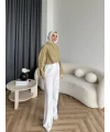 Pln - Crush Kumaşlı Bluz - Yağ Yeşili