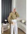 Pln - Crush Kumaşlı Bluz - Yağ Yeşili